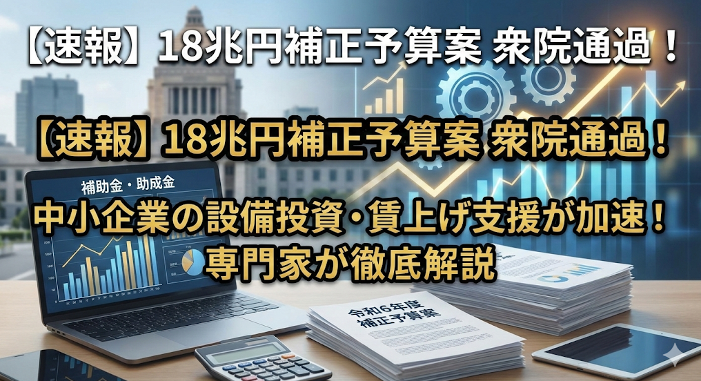 18兆円補正予算案が衆院通過！中小企業への影響と対策