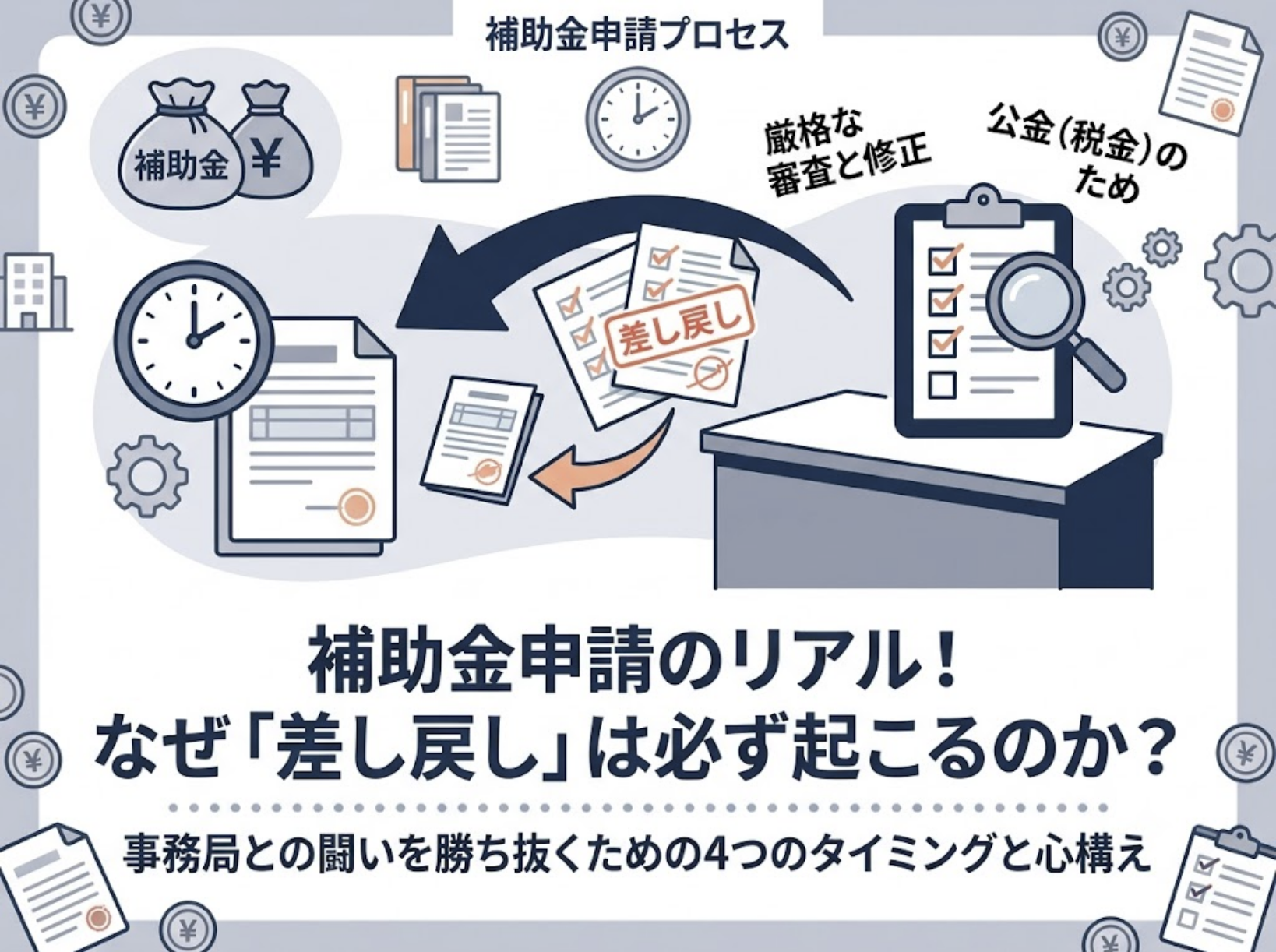 補助金申請のリアル！なぜ「差し戻し」は必ず起こるのか？事務局との闘いを勝ち抜くための4つのタイミングと心構え